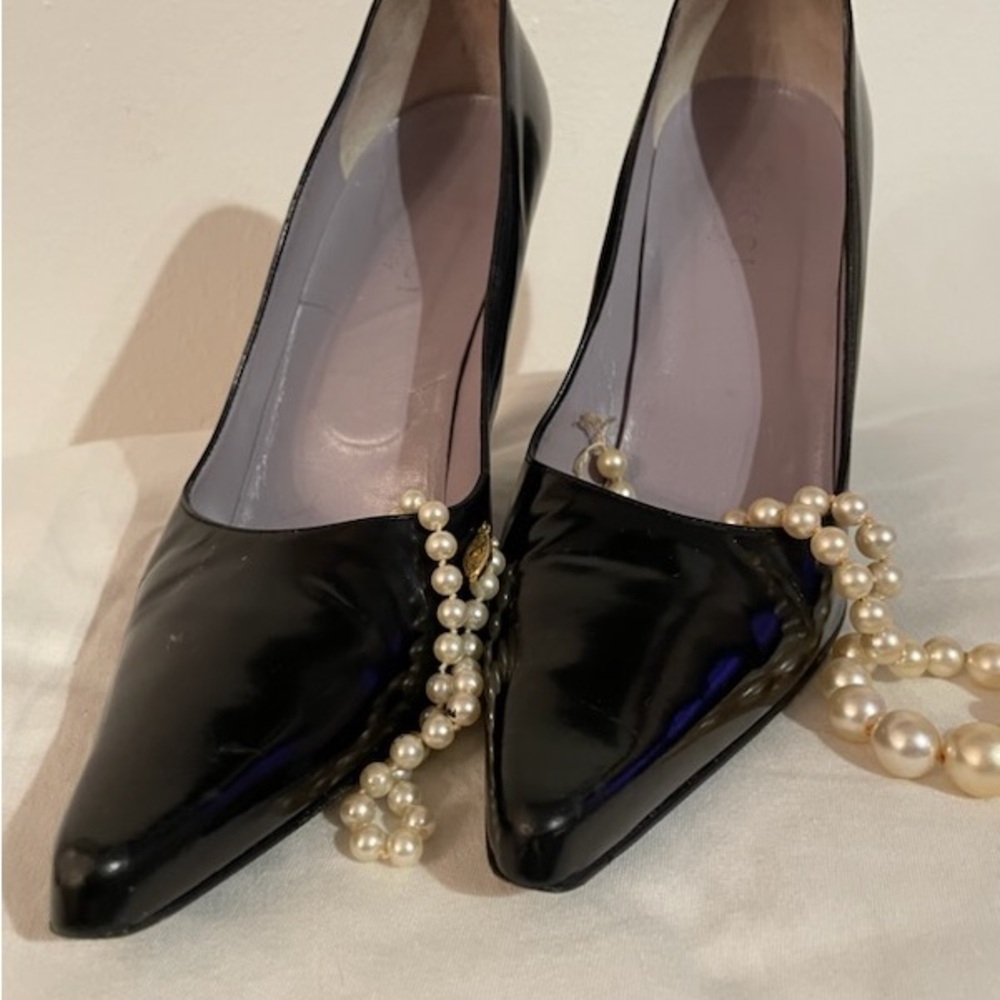Gucci Black Patent Leather Heels Elegant Stiletto